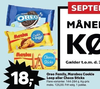 Kvickly Oreo family, marabou cookie loop eller choco sticks tilbud