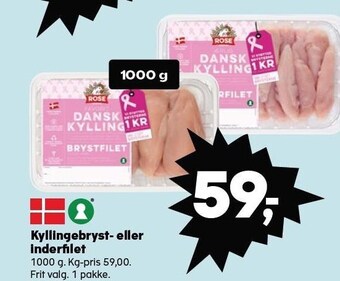 Kvickly Kyllingebryst- eller inderfilet tilbud