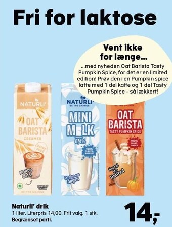 Kvickly Naturli' drik tilbud