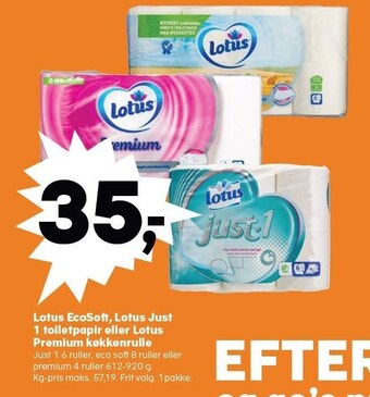 Lotus ecosoft, lotus just 1 toiletpapir eller lotus premium køkkenrulle