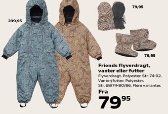 Kvickly Friends flyverdragt, vanter eller futter tilbud