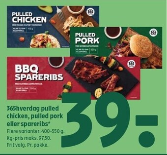 Coop 365 365 hverdag pulled chicken, pulled pork eller spareribs tilbud