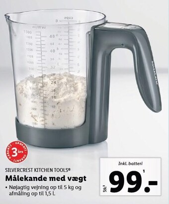 Lidl Silvercrest kitchen tools målekande med vægt tilbud