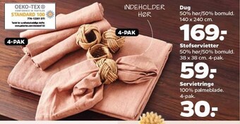 Netto Dug, stofservietter eller servietringe tilbud