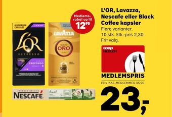 SuperBrugsen L'or, lavazza, nescafe eller black coffee kapsler tilbud