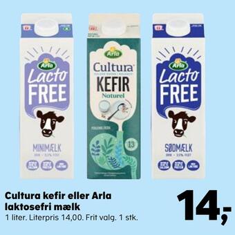 Kvickly Cultura kef ir eller arla laktosefri mælk tilbud