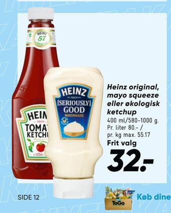 Bilka Heinz original, mayo squeeze eller økologisk ketchup tilbud