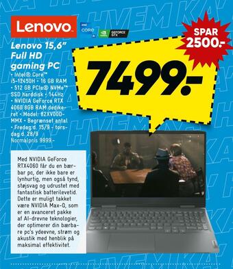Bilka Lenovo 15,6 full hd gaming pc tilbud