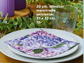 Bilka 20 stk. windsor mønstrede servietter tilbud