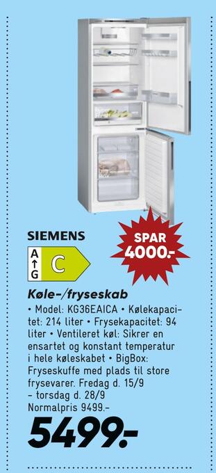 Bilka Køle-/fryseskab tilbud