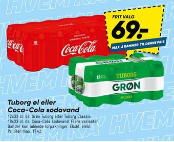 Bilka Tuborg øl eller coca-cola sodavand tilbud