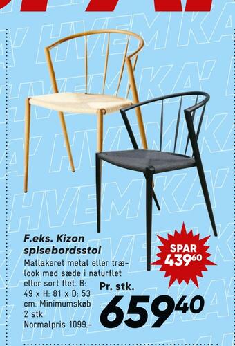 Bilka Kizon spisebordsstol tilbud