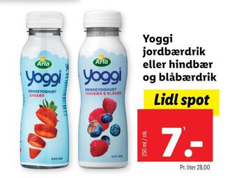 Lidl Yoggi jordbærdrik eller hindbær og blåbærdrik tilbud