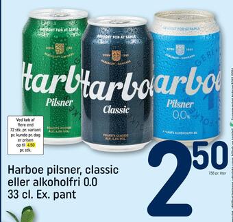 Harboe pilsner, classic eller alkoholfri