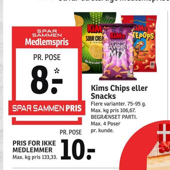 SPAR Kims chips eller snacks tilbud