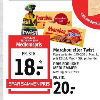 SPAR Marabou eller twist tilbud