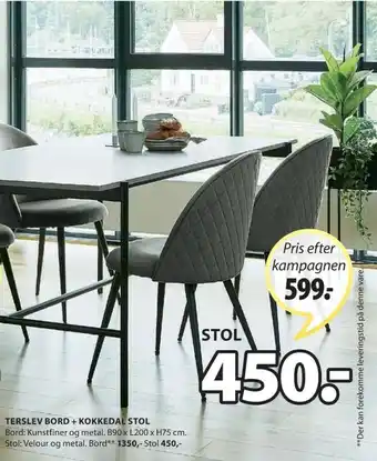 JYSK Terslev Bord + Kokkedal Stol tilbud