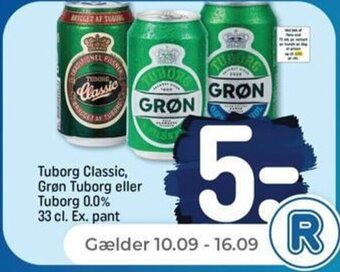 Netto Tuborg Classic, Grøn Tuborg eller Tuborg 0.0% 33 cl. Ex. pant tilbud