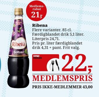Dagli'Brugsen Ribena konc. frugtsaft solbær tilbud