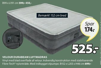 JYSK Velour Durabeam Luftmadras tilbud