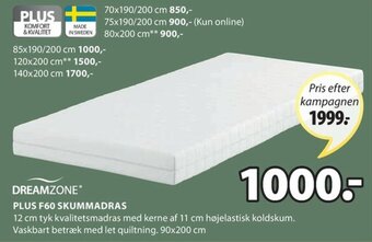 JYSK Plus F60 Skummadras tilbud
