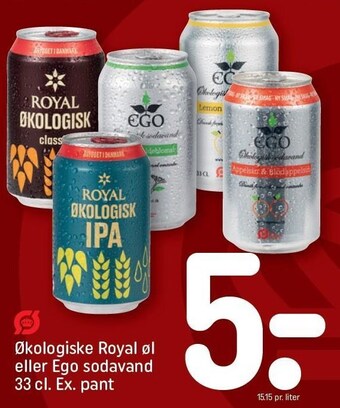 REMA 1000 Økologisk royal øl eller ego sodavand tilbud