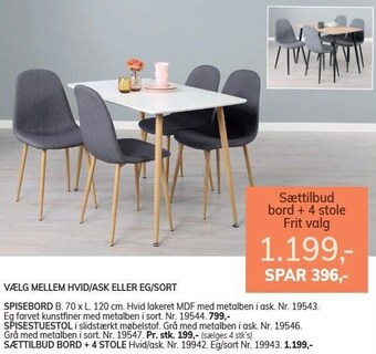 Spisebord, spisestuestol eller sættilbud