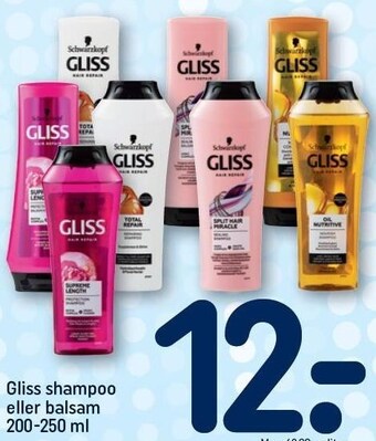 REMA 1000 Gliss shampoo eller balsam 200-250 ml tilbud