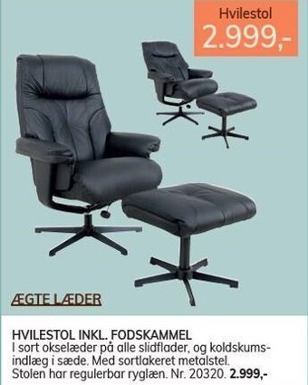 Daells Bolighus Hvilestol inkl. fodskammel tilbud