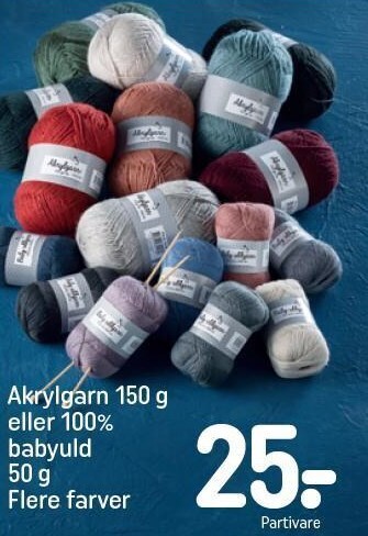 REMA 1000 Akrylgarn 150 g eller 100% babyuld 50 g flere farver tilbud