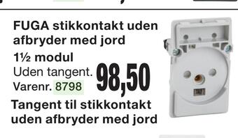 Harald Nyborg Fuga stikkontakt uden afbryder med jord 1½ modul tilbud