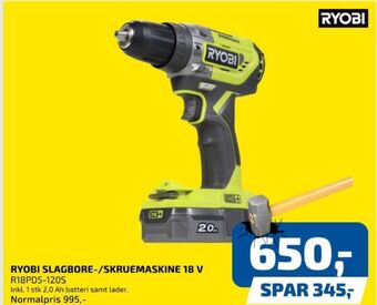 Ryobi slagboremaskine-/skruemaskine