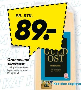 Grønnelund skæreost guld mellemlagret