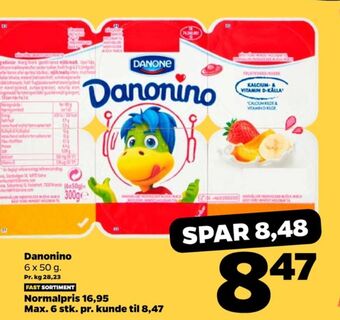 Netto Danonino yoghurt jordbær, banan & abrikos tilbud