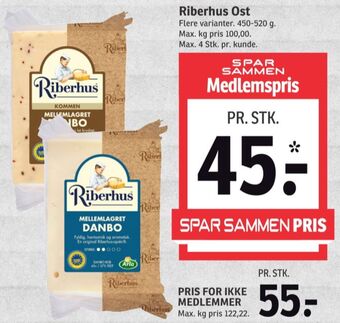 SPAR Riberhus skæreost danbo mellemlagret tilbud