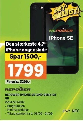 Power Repower iphone se (2nd gen) 128 gb tilbud