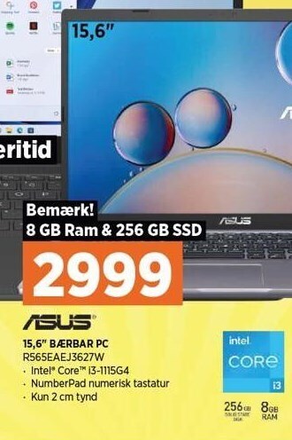 Power Asus 15,6'' bærbar pc tilbud