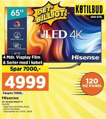 Hisense 65'' 4k qled smart tv