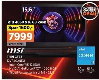 Power Msi thin gf63 tilbud