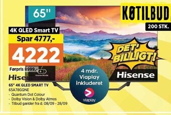 Power Hisense 65'' 4k qled smart tv tilbud