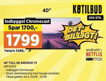 Power 40'' full hd android tv tilbud