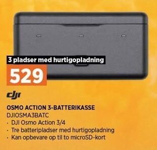Power Djn osmo action 3-batterikasse tilbud