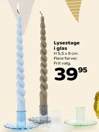 Kvickly Lysestage i glas tilbud