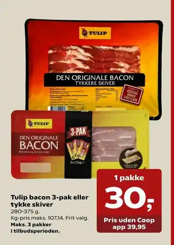 Dagli'Brugsen Tulip bacon eller tykke skiver tilbud