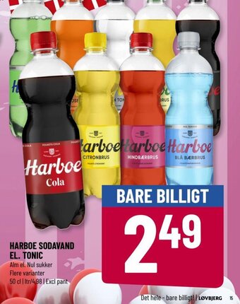 Løvbjerg HARBOE SODAVAND EL. TONIC tilbud