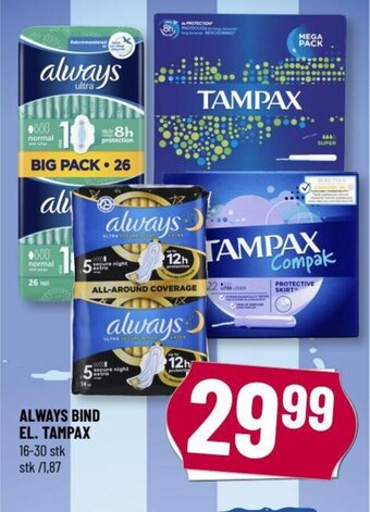 Løvbjerg ALWAYS BIND EL. TAMPAX tilbud
