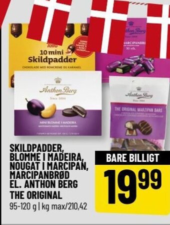Løvbjerg SKILDPADDER, BLOMME I MADEIRA, NOUGAT I MARCIPAN, MARCIPANBRØD EL. ANTHON BERG THE ORIGINAL tilbud