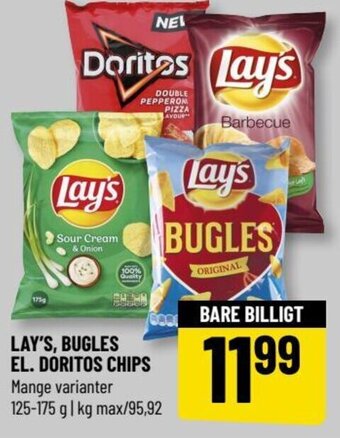 Løvbjerg LAY'S, BUGLES EL. DORITOS CHIPS tilbud