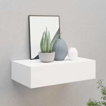 Bolig Center Væghængt hylde med skuffe 40x23,5x10 cm mdf hvid tilbud