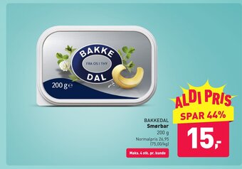 ALDI BAKKEDAL Smørbar 200 g tilbud